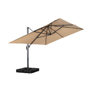 Parasol déporté rectangulaire 3x4m + dalles à lester 50x50cm WIMEREUX + DALLES