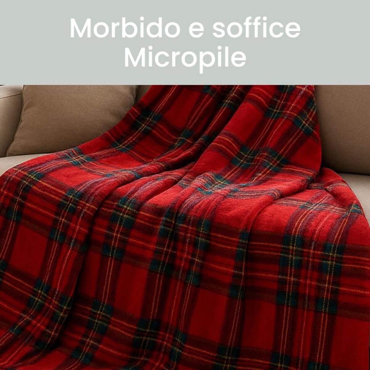 Coperta plaid in micropile tartan morbida e calda, leggera e avvolgente, ideale per divano e letto, tessuto soffice e resistente, mantiene il calore senza appesantire, facile da lavare, design scozzese elegante per casa e relax