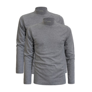 2 Maglie lupetto Uomo Caldo Cotone Nottingham, Art. NOTLPUDI Grigio Melange