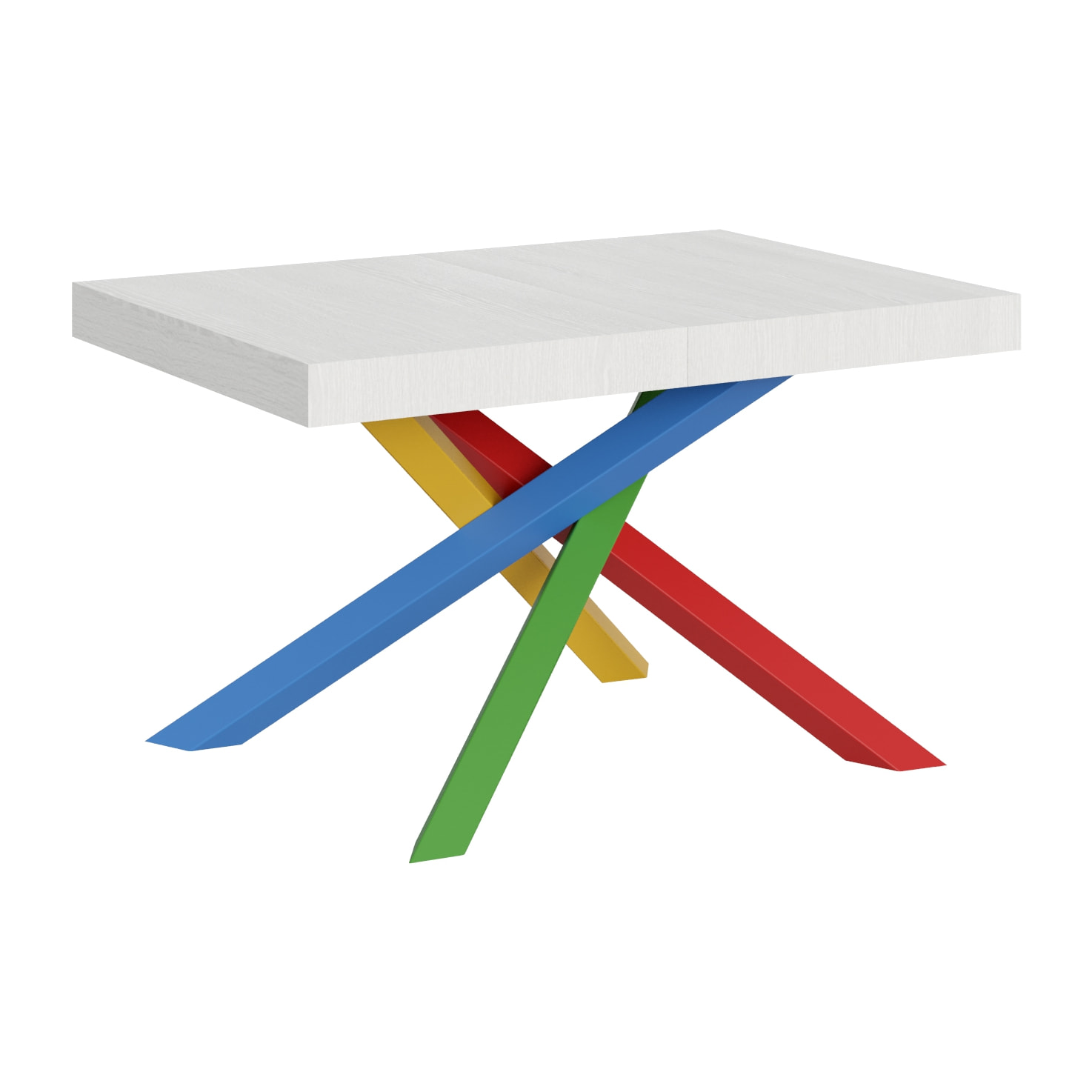 Table extensible 90x120/224 cm Volantis Frêne Blanc cadre 4/B