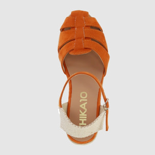 Sandalias de Tejido - Naranja - Tacón: 8 cm