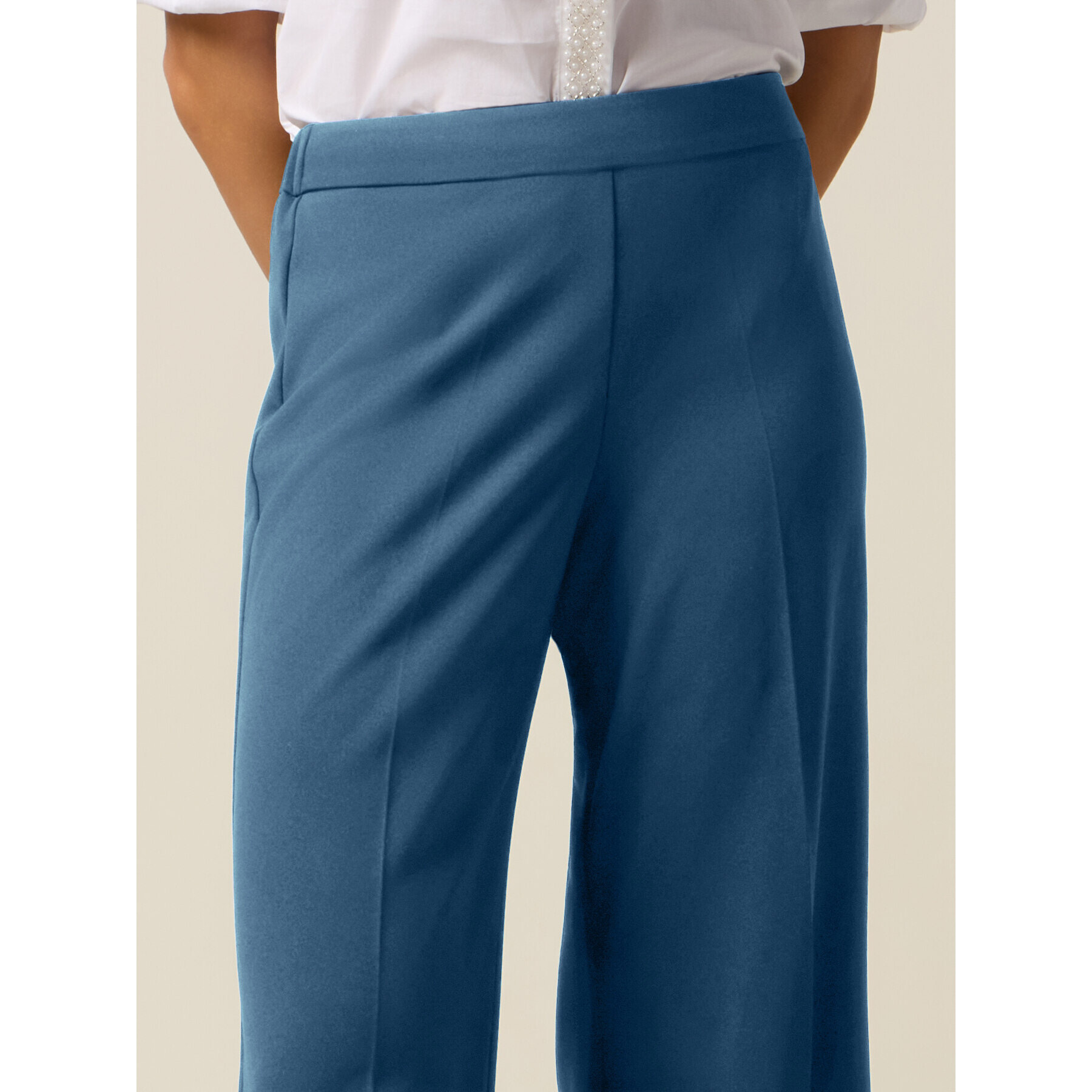 Oltre - Pantaloni palazzo in tessuto crêpe - Azzurro