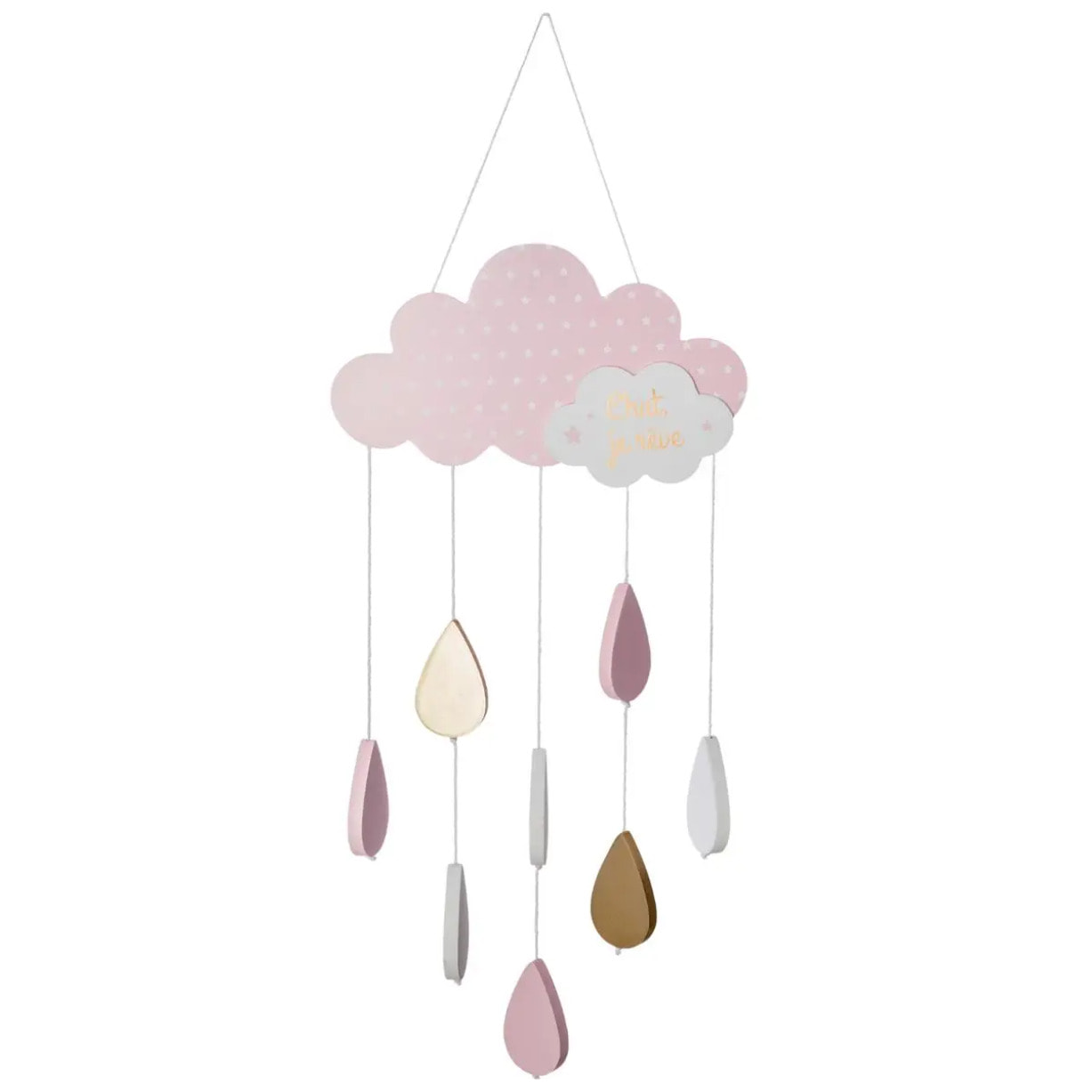 Suspension enfant "Nuage" bois rose H61,5cm