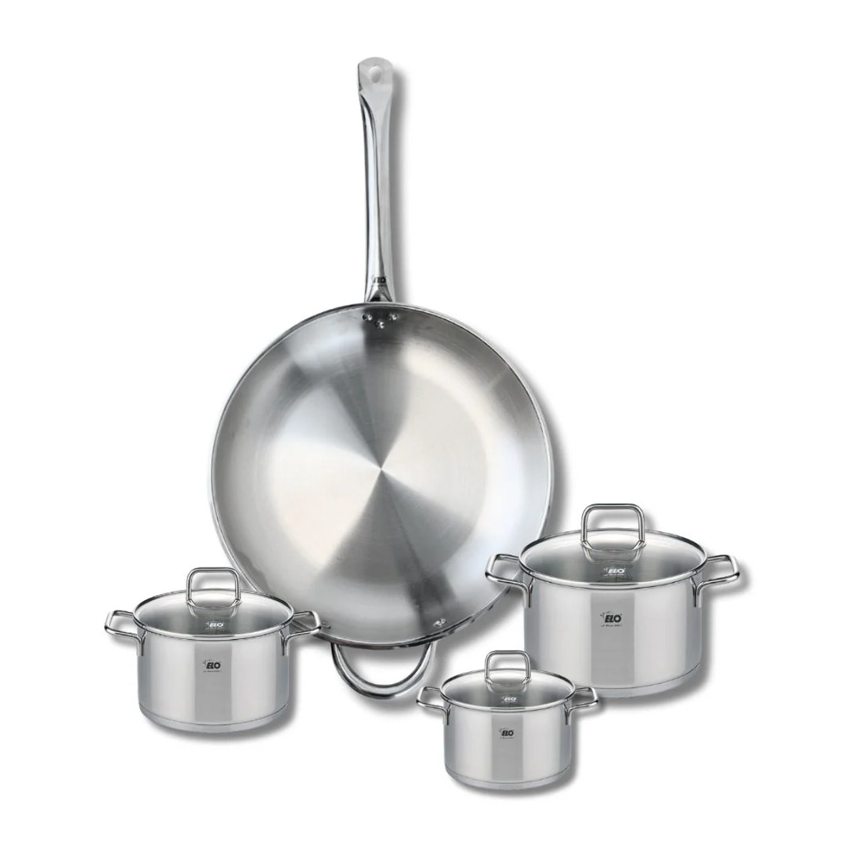 Ensemble de 1 Poêle de cuisson 32 cm et 3 faitouts 12, 14 et 16 cm Elo Profi Citrin