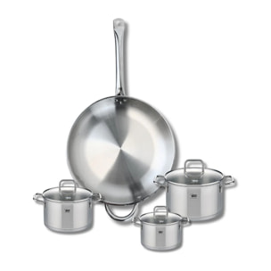 Ensemble de 1 Poêle de cuisson 32 cm et 3 faitouts 12, 14 et 16 cm Elo Profi Citrin