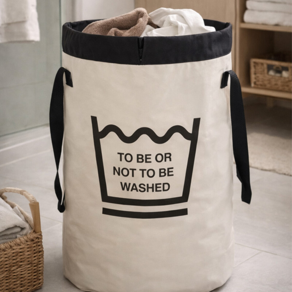 Panier à linge FUNWASH 75L Noir & Blanc Spirella