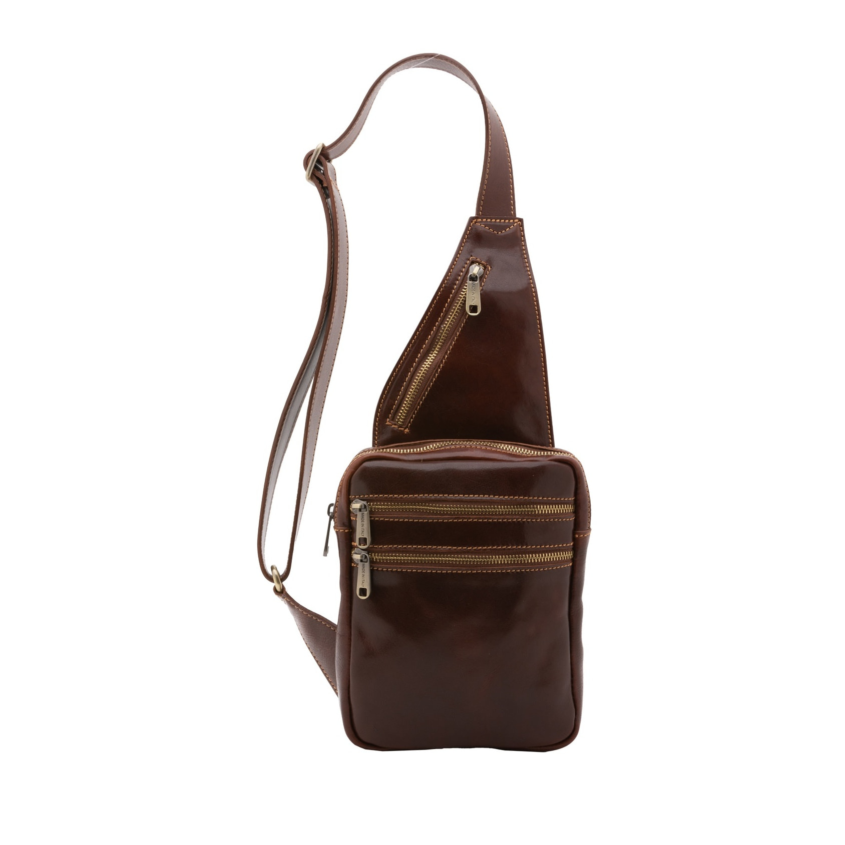 Borsa a tracolla uomo in vera pelle - Modello False - Made in Italy - 17.0 x 23.0 x 4.0 cm
