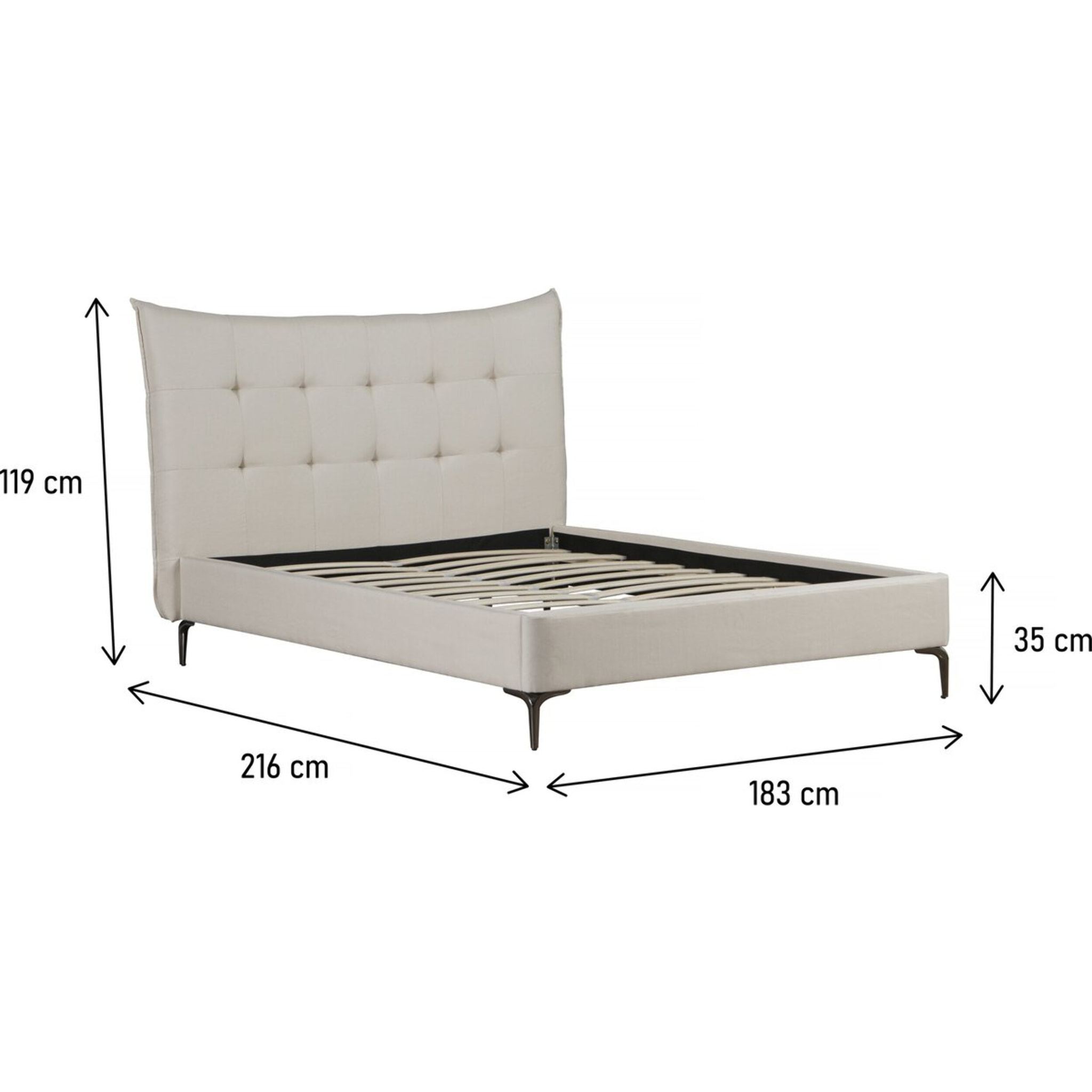 Lit double en tissu capitonné " Aspen" 160 x 200 cm - Beige