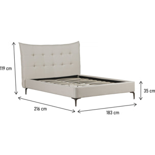 Lit double en tissu capitonné " Aspen" 160 x 200 cm - Beige