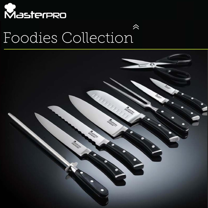 Set 3 cuchillos de cocina en acero inoxidable bergner colección foodies