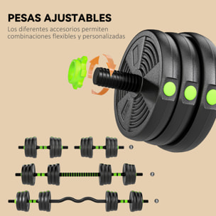 Juego de Mancuernas Ajustables 3 en 1 20kg, Juego de Pesas con Barra de Conexión y Mango Antideslizante, Pesas y Mancuernas para Hombres y Mujeres, Ejercicio de Fitness, Casa Gimnasio