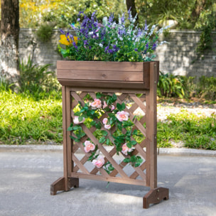 Jardinera con Enrejado de Madera Maciza Plantas Flores Trepaderas al Aire Libre