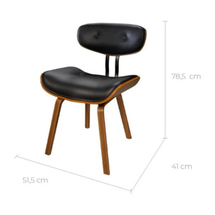 Chaise en PU noir et pieds en bois plié - Pétrus