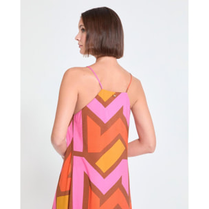 Abito senza spalline con scollo a V e logo