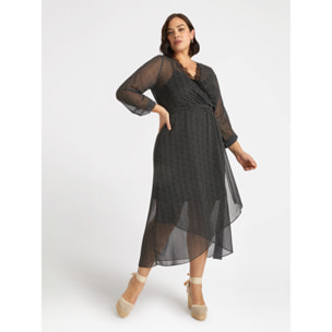 Fiorella Rubino - Vestito stampato con incrocio davanti - Nero