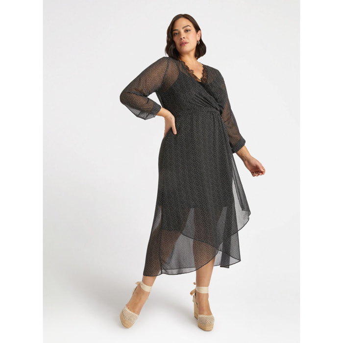 Fiorella Rubino - Vestito stampato con incrocio davanti - Nero