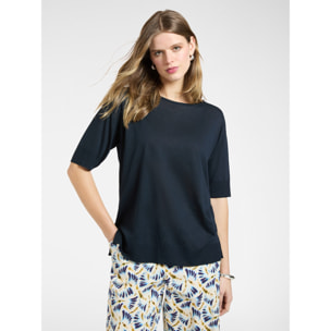 Elena Mirò - Camiseta de hilo mixto lyocell - Azul