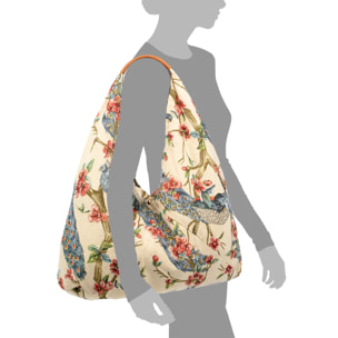 Banzi bolso Shopper de algodón, con asa en cuero. Diseño exclusivo.