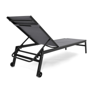 Transats inclinables Faro 5 positions noirs - lot de 2