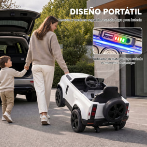 AIYAPLAY Coche Eléctrico SUV para Niños Land Rover Defender Coche de Batería 12 V Mando a Distancia 2,4G Suspensión Arranque Suave 2,7-4,5 km/h Rueda Auxiliar Luces LED Música Claxon 3-5 Años Blanco