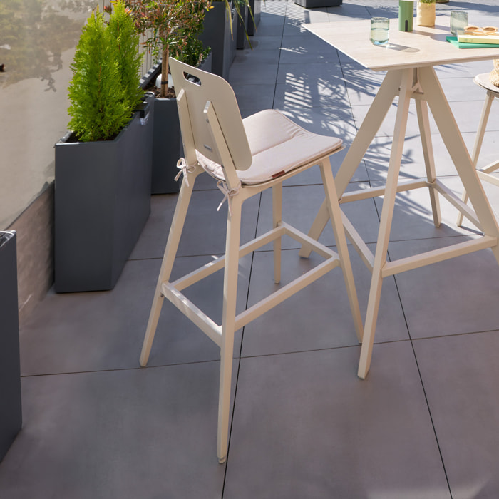 Lot de 2 chaises hautes de jardin "Terzano" argile & beige aluminium