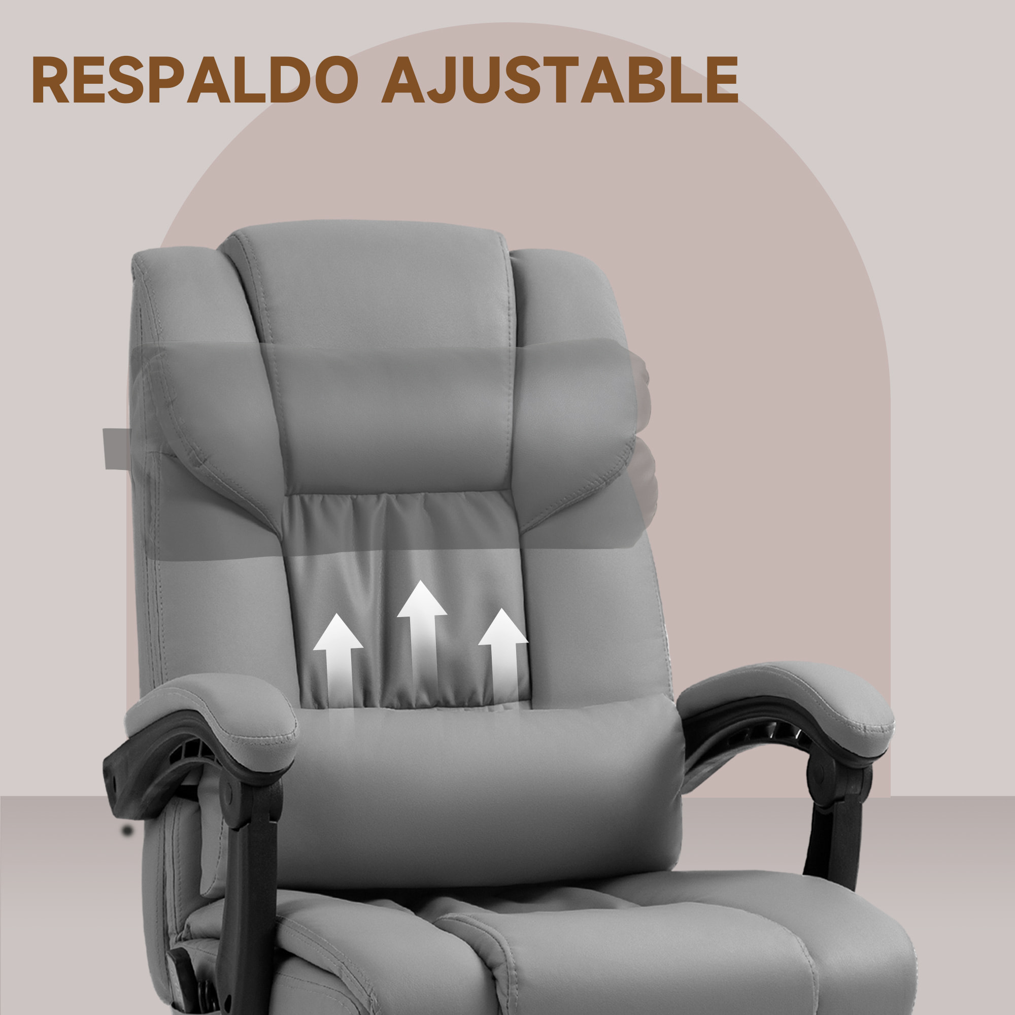 Silla de Oficina con Masaje Vibratorio de 6 Puntos Silla de Escritorio Giratoria con Respaldo Alto Reclinable Altura Ajustable Reposapiés y Mando a Distancia Gris