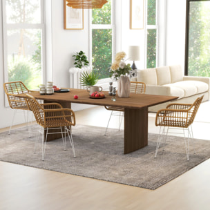 Conjunto de 4 Sillas de Comedor Sillas de Cocina de Ratán PE con Patas de Acero para Salón Balcón Estilo Bohemio Carga 120 kg 56x60x79 cm Marrón