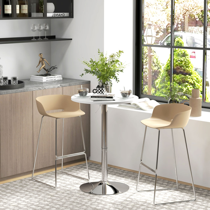 Table de bar ronde Ø 60 cm table bistro chic hauteur réglable 69-91 cm acier chromé blanc