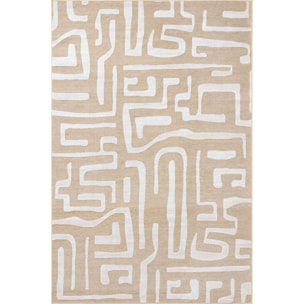 GARDEN - Tapis d'intérieur / extérieur à motif graphique beige, blanc