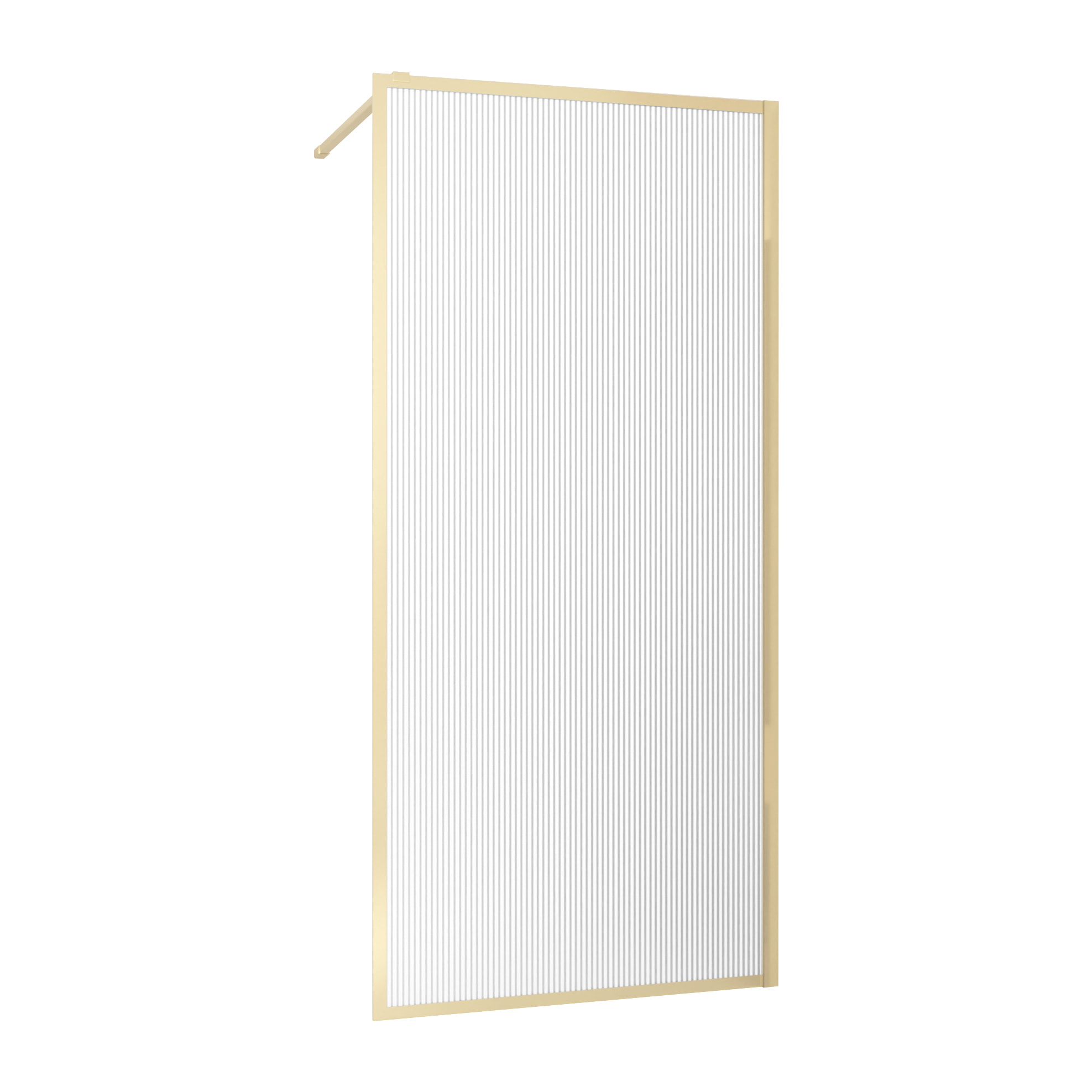 Paroi de Douche Verre Ondulé 6 mm - 90x200 cm - Cadre et Bras Aluminium Or Brossé