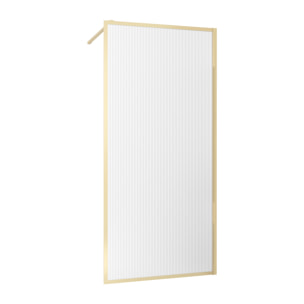 Paroi de Douche Verre Ondulé 6 mm - 90x200 cm - Cadre et Bras Aluminium Or Brossé