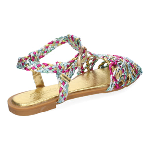 Sandalia Plana de Mujer, Comodas y Elegantes, Diseño Trenzado con Cierre de Hebilla