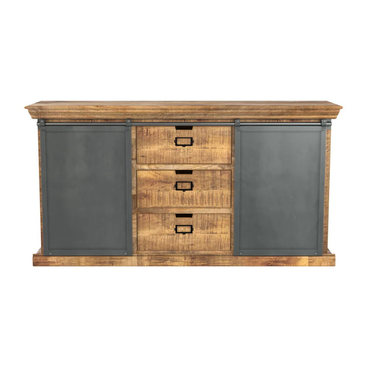 Buffet en bois 3 tiroirs 2 portes coulissantes en métal - Tabuk