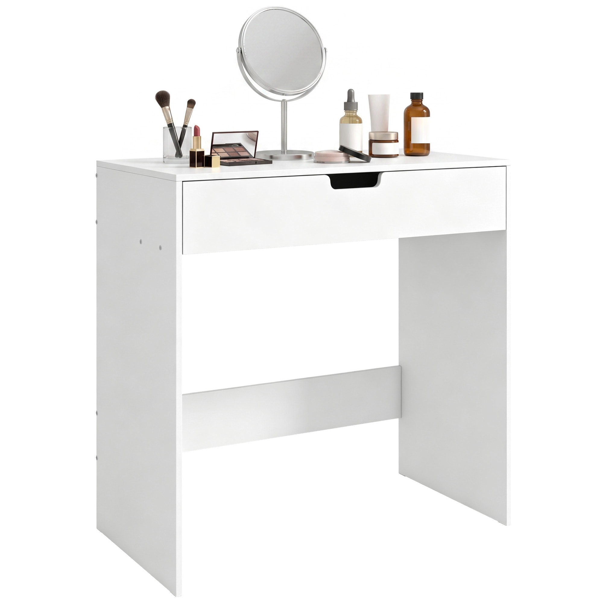 Coiffeuse console compacte moderne un tiroir dim. 75 x 40 x 75 cm blanc