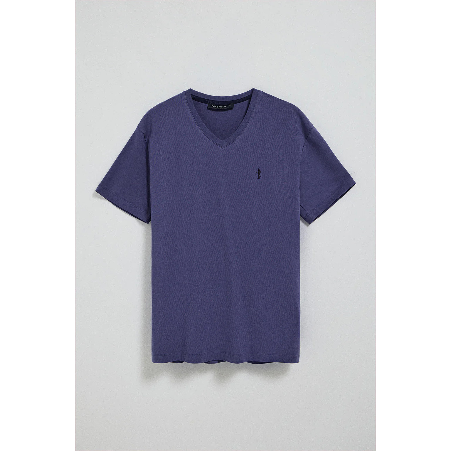 Maglietta viola azzurrino marino a maniche corte e scollo a V con ricamo Rigby Best