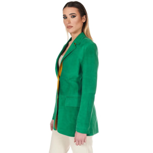 Giacca blazer in pelle scamosciata colore verde