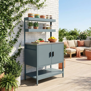 Module de cuisine extérieure acier 2 étagères suspendues 2 portes L80cm NAXOS