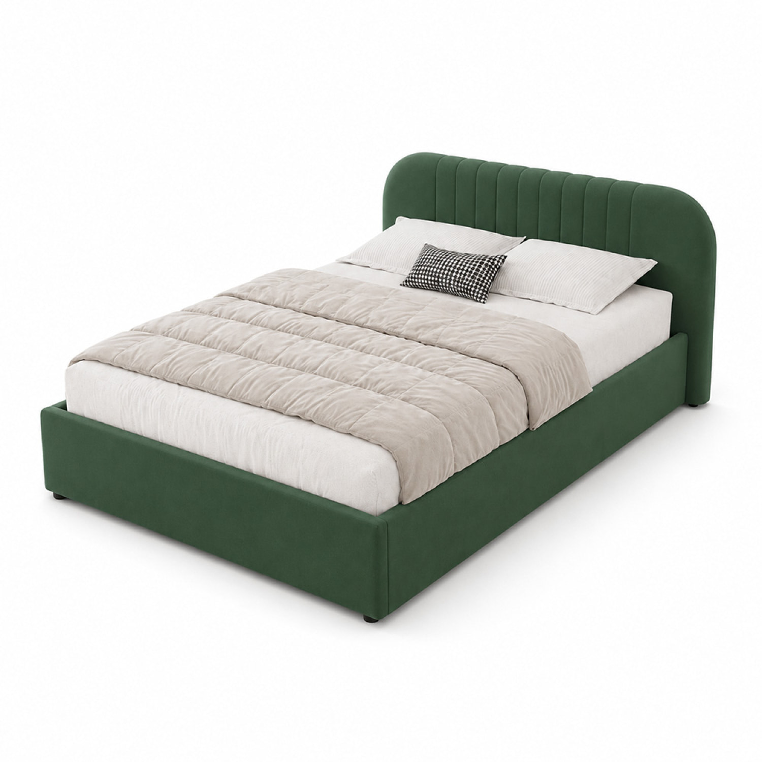 Lit avec coffre de rangement 140x190cm en velours vert MASON