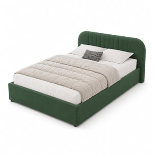 Lit avec coffre de rangement 140x190cm en velours vert MASON