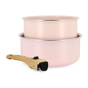 Lot de 2 casseroles rose revêtement céramique - Tous feux COLORAMA