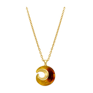 Collar con Resina Ambar acabado oro 18k