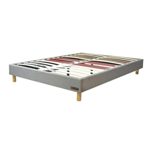 Ensemble Matelas Master mémoire de forme avec son sommier Sophia en tissu gris clair