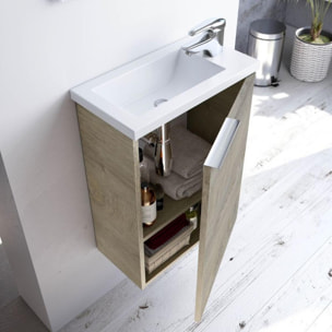 Mueble de baño Compact 40 con espejo y lavabo Roble Alaska