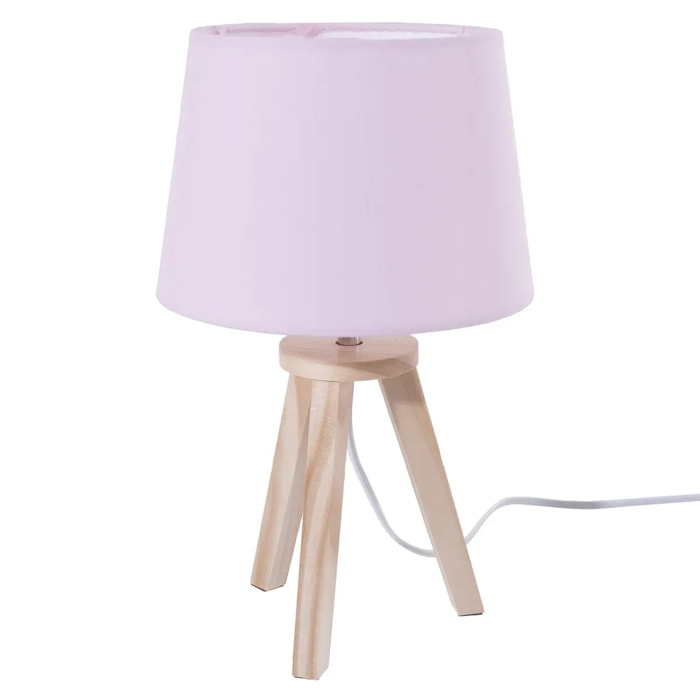 Lampe trépied H.30cm bois rose