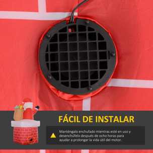 Papá Noel Inflable con Bolsa de Regalos Saliendo de una Chimenea Decoración Inflable Navideña con Luces LED para Exterior Rojo