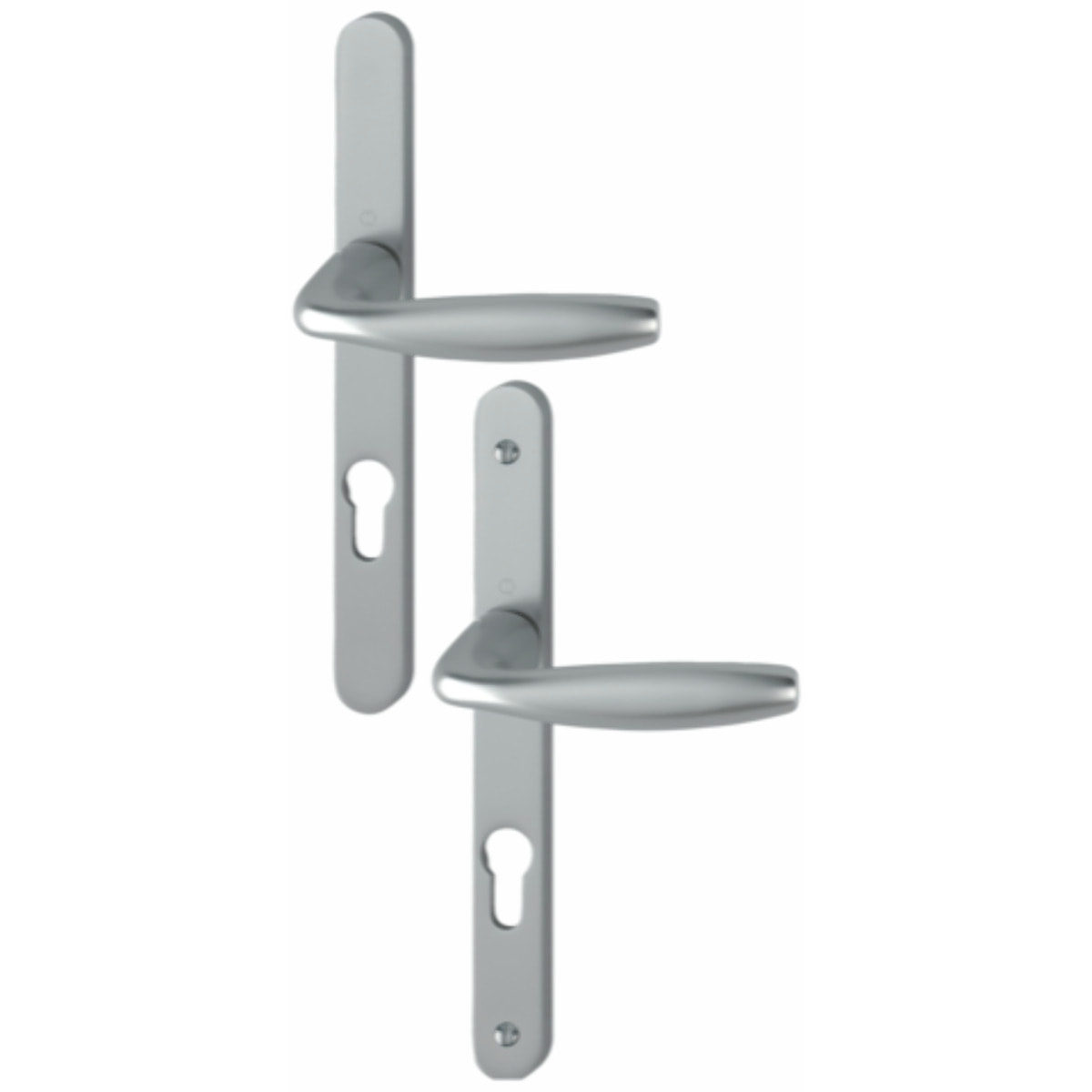 Ensemble de porte plaque étroite New york Clé i aspect inox F9 HOPPE - 1810RH/300LMSGL/1810 - 195mm - entr.7/70 C.7 - 48/57 - 3398093