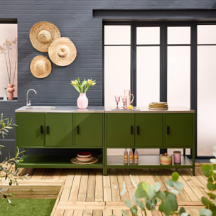 Cuisine extérieure îlot 2 modules acier inoxydable  NAXOS 2 MODULES