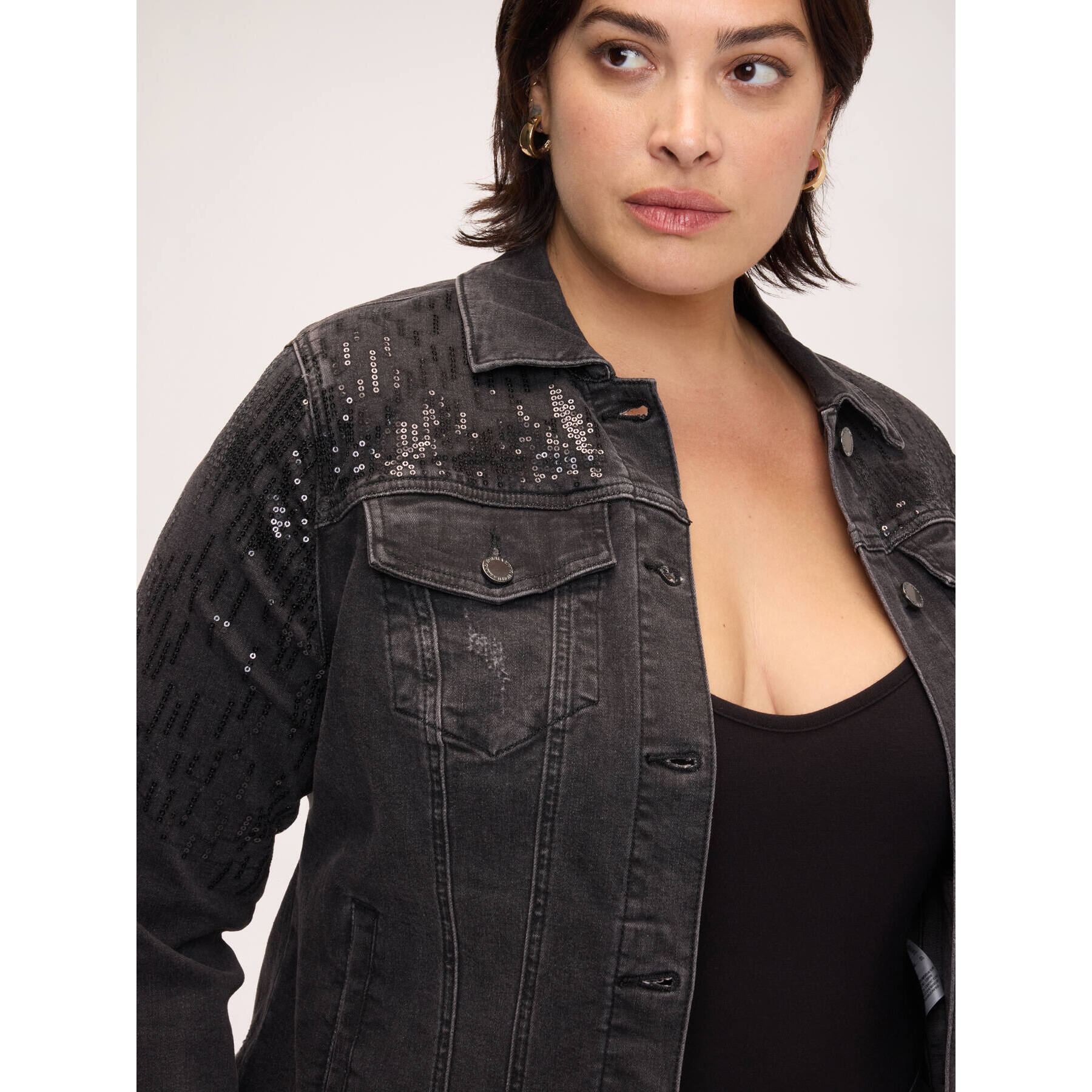Fiorella Rubino - Giacca in denim con paillettes - Nero