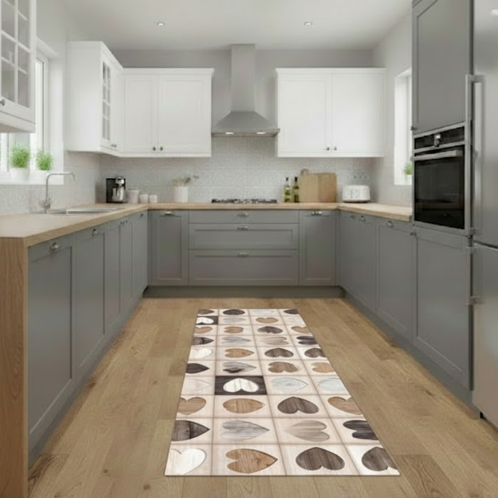 CASSESE HOME Passatoia/Tappeto Bordato in Poliestere con Retro Antiscivolo in PVC Made in Italy_Dec.1427