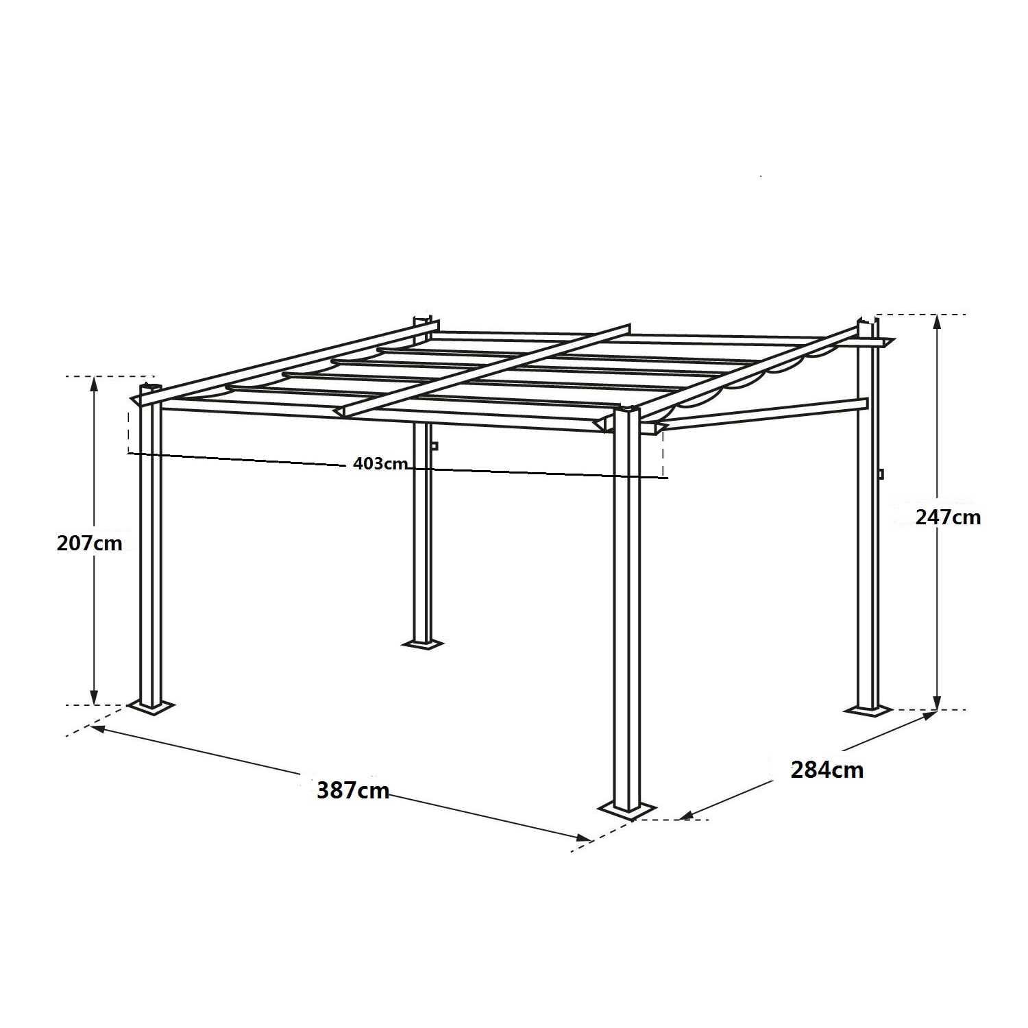 Pergola murale 3 × 4m FRÉJUS taupe - structure aluminium